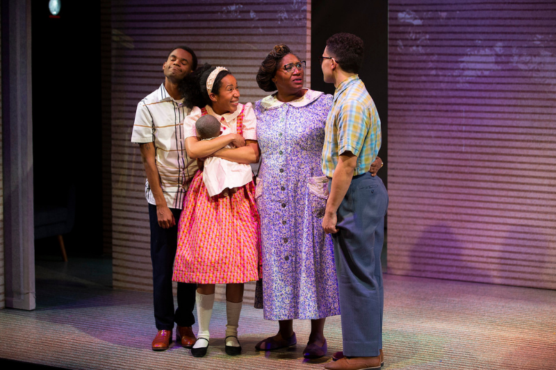 Rowin M. Breaux, Anjelica McMillan, Shaunyce Omar, and Chip Sherman in SCT's 2022 production of The Watsons Go To Birmingham -1963. Photo by Angela Sterling.