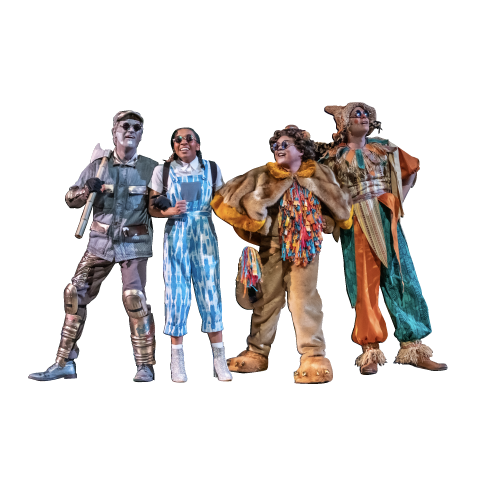 Tin Man, Dorothy, Lion and Scarecrow from the Wizard of Oz, on their way to the Emerald City.